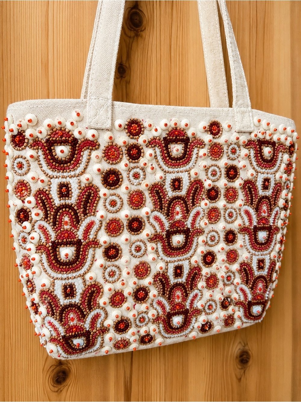 Handcrafted Beaded Coastal Tote Bag /Boho Resort Shoulder Bag